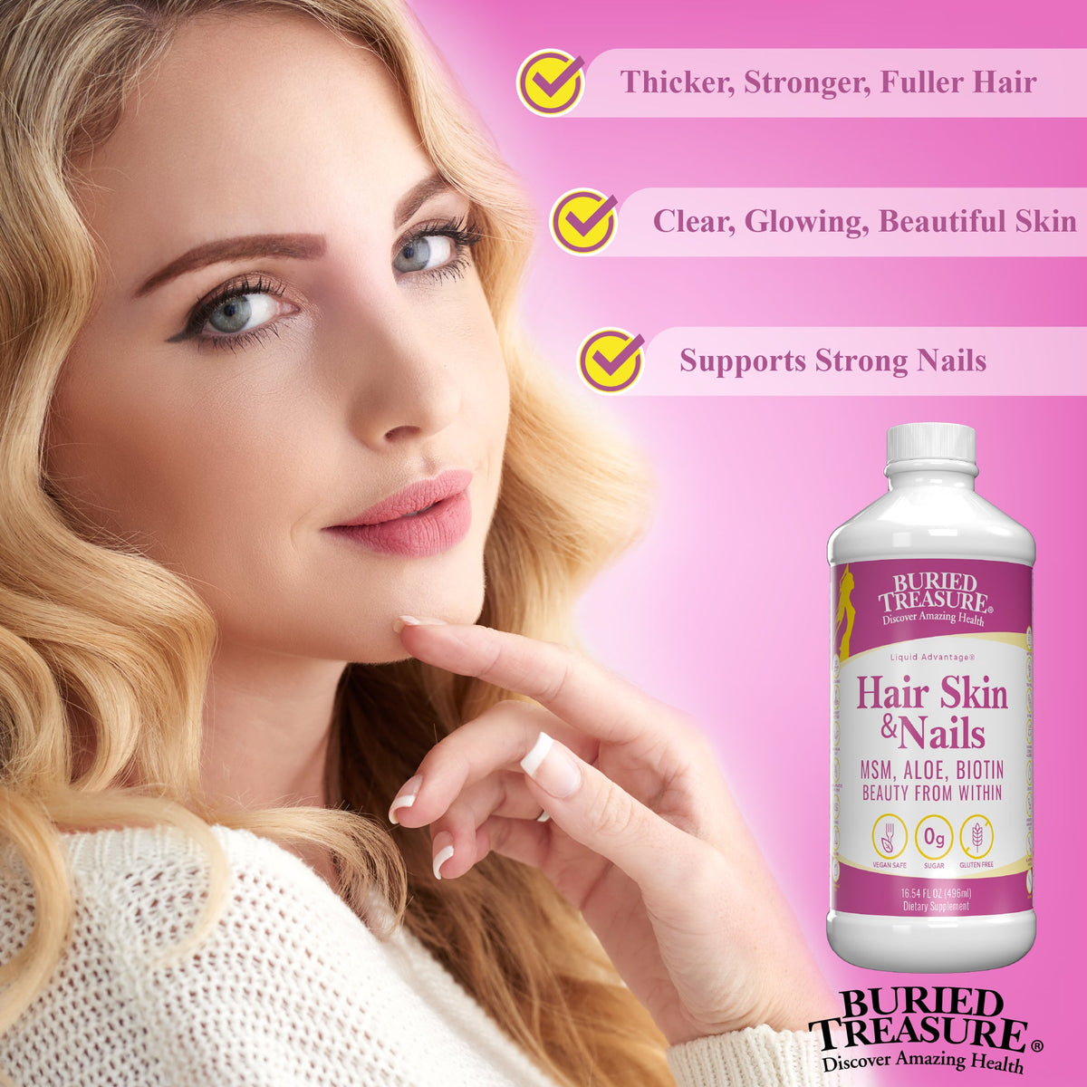 Hair, Skin & Nails– Nutritional Supplement for Daily Wellness, 16.54 fl oz