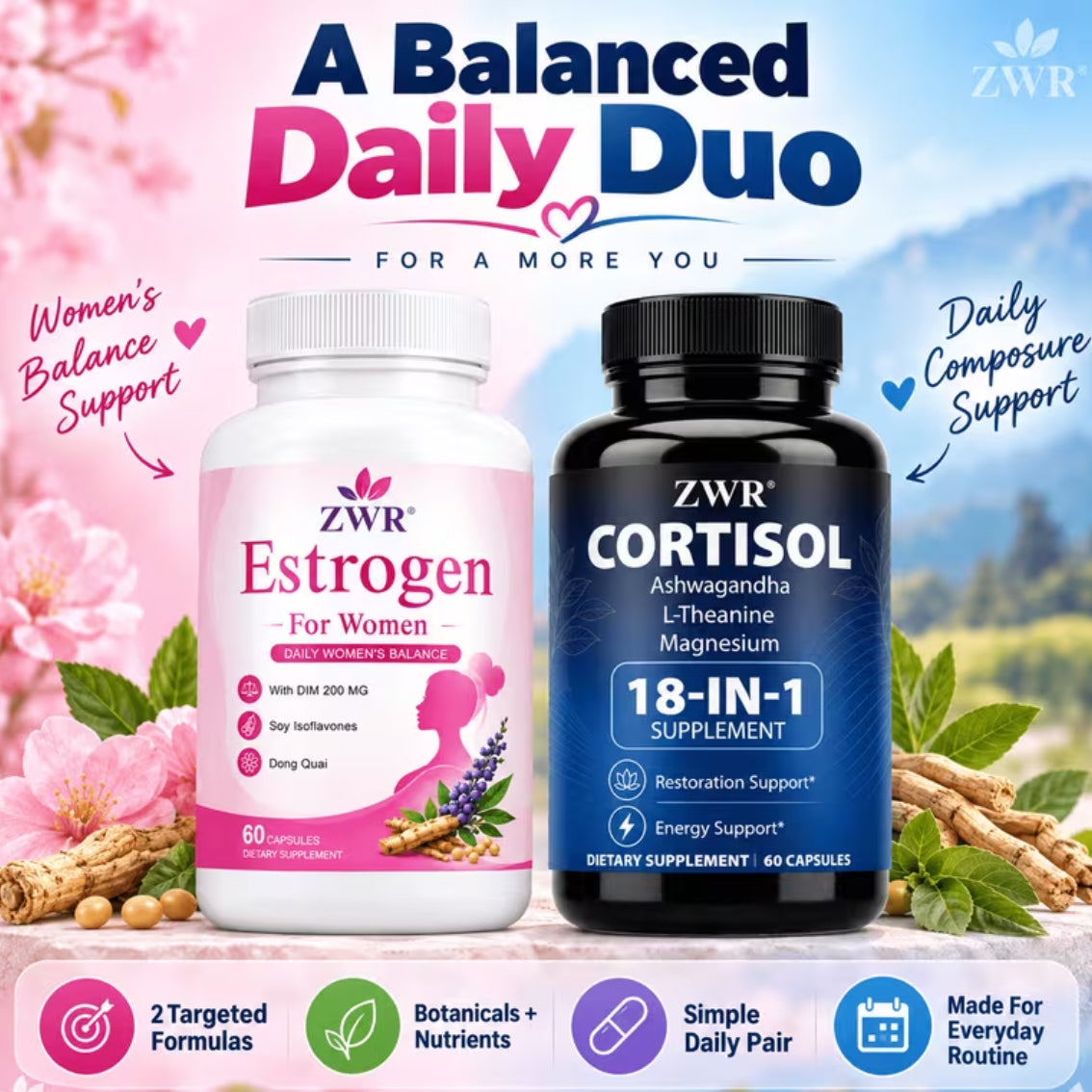 2pcs(1+1)Estrogen & Cortisol Capsules Bundle - for Women's Balance