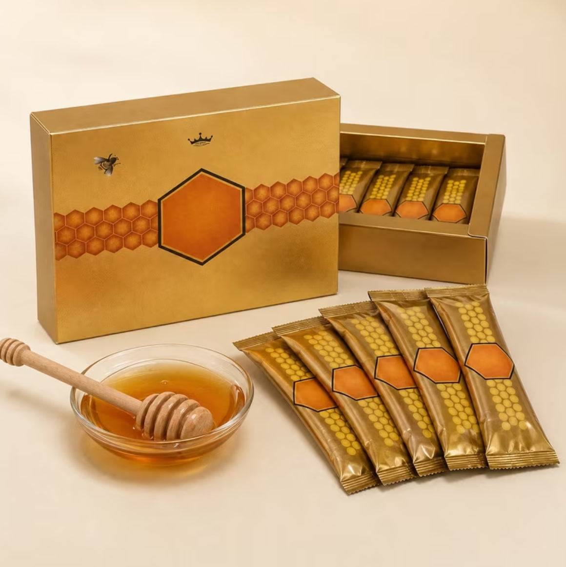 Super Pure Honey With Bee Pollen (12 Sachets, 20 g Each)