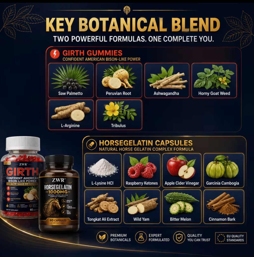 Girth Gummies And Horse Gelatin Capsules 1+1 Men'S Botanical Set
