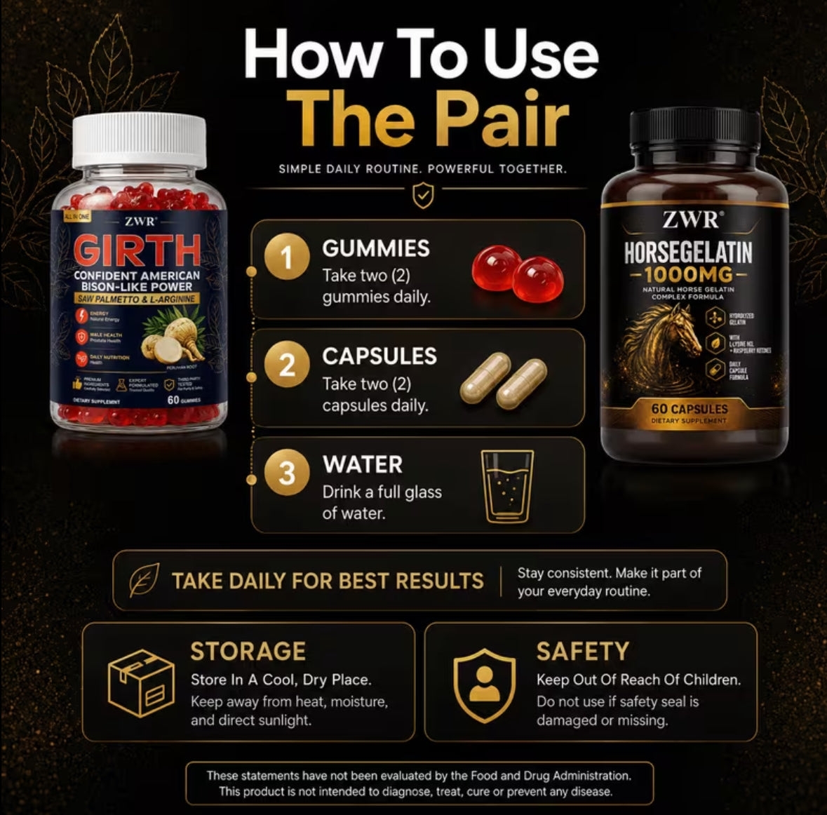 Girth Gummies And Horse Gelatin Capsules 1+1 Men'S Botanical Set