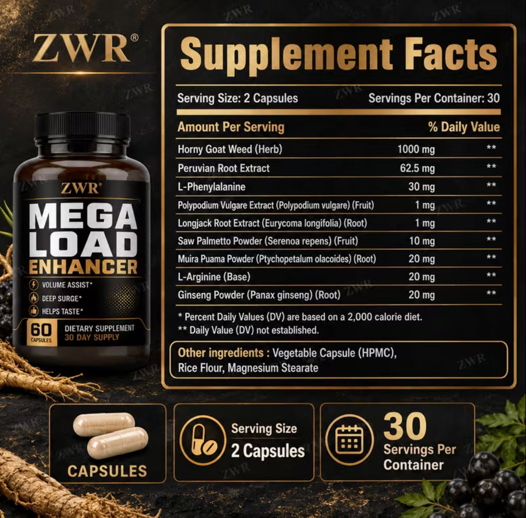 Super Load Capsules - for Men's Vitality, Energy Health & Strength Wellness
