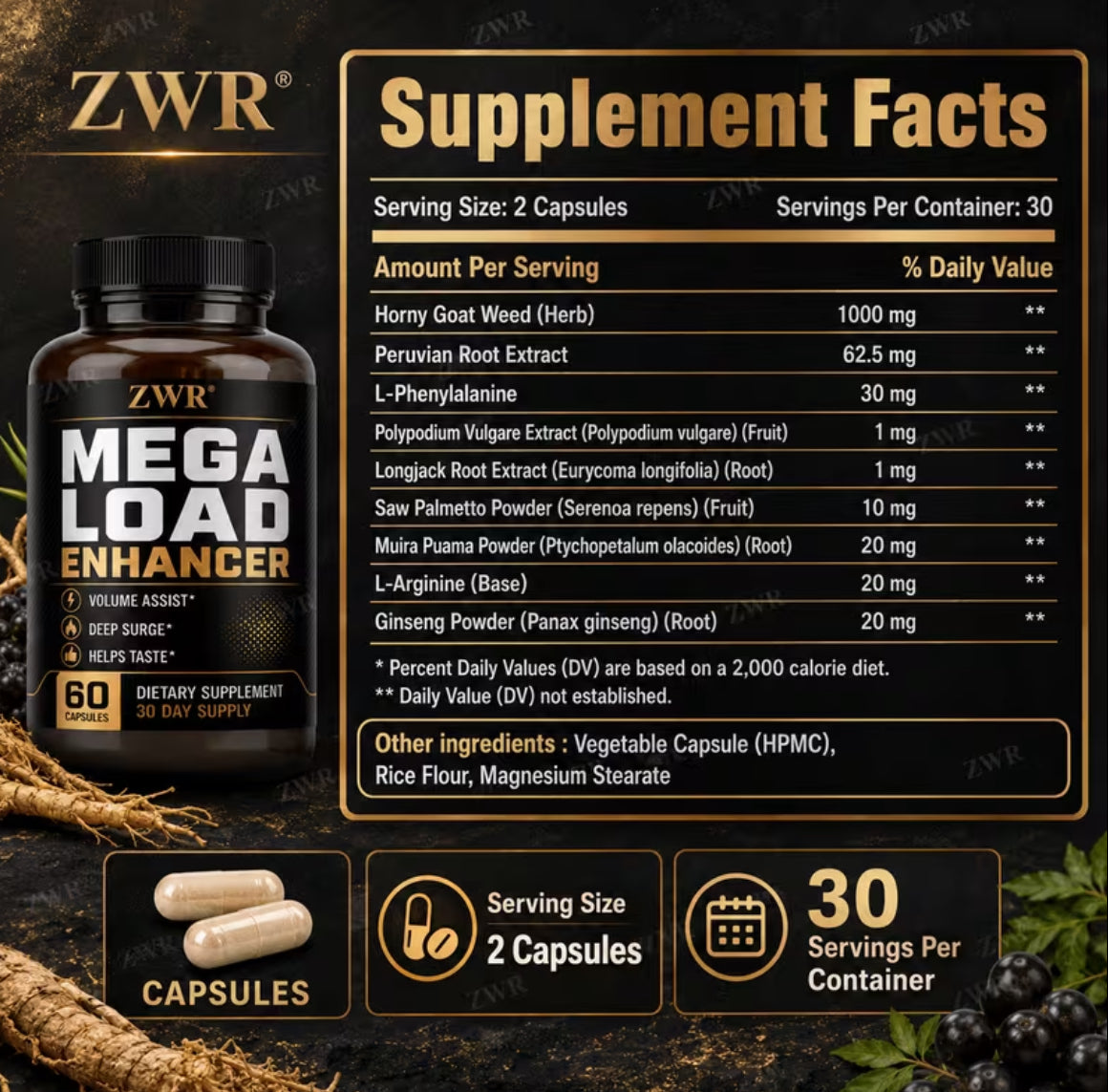 Super Load Capsules - for Men's Vitality, Energy Health & Strength Wellness