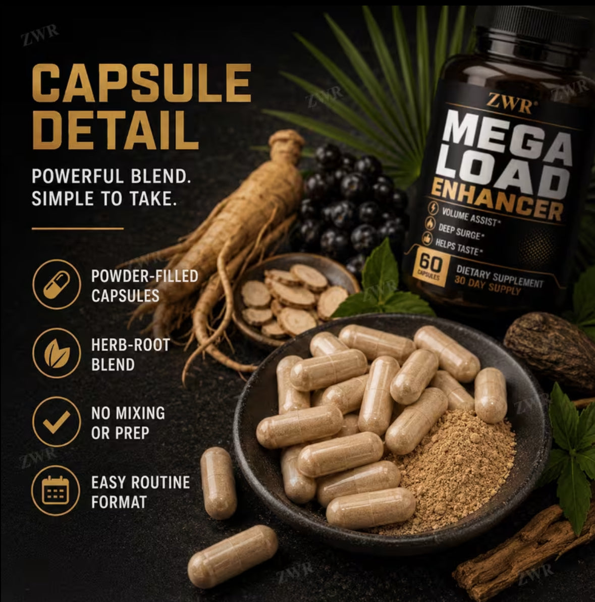 Super Load Capsules - for Men's Vitality, Energy Health & Strength Wellness