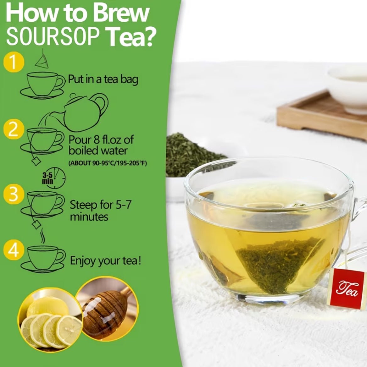 Premium Soursop Leaf Tea Bags, 20 Tea Bags, Selected 100% Soursop Leaf Tea Bags, Caffeine Free, Afternoon Tea, Healthy Tea Bags, Healthy Food Promotes Digestion, Rich In Nutrition. Halloween Gifts