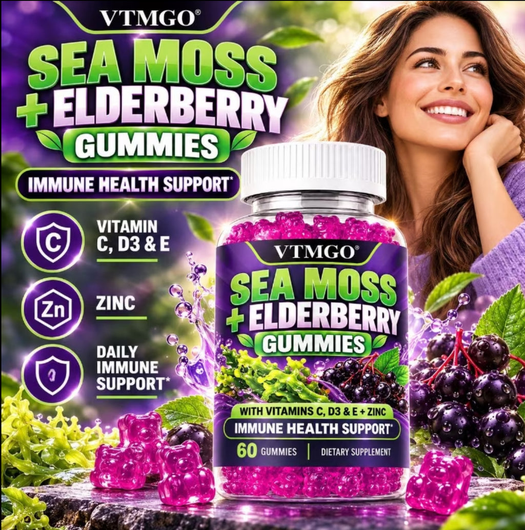 2 Bottles Sea Moss And Elderberry Gummies