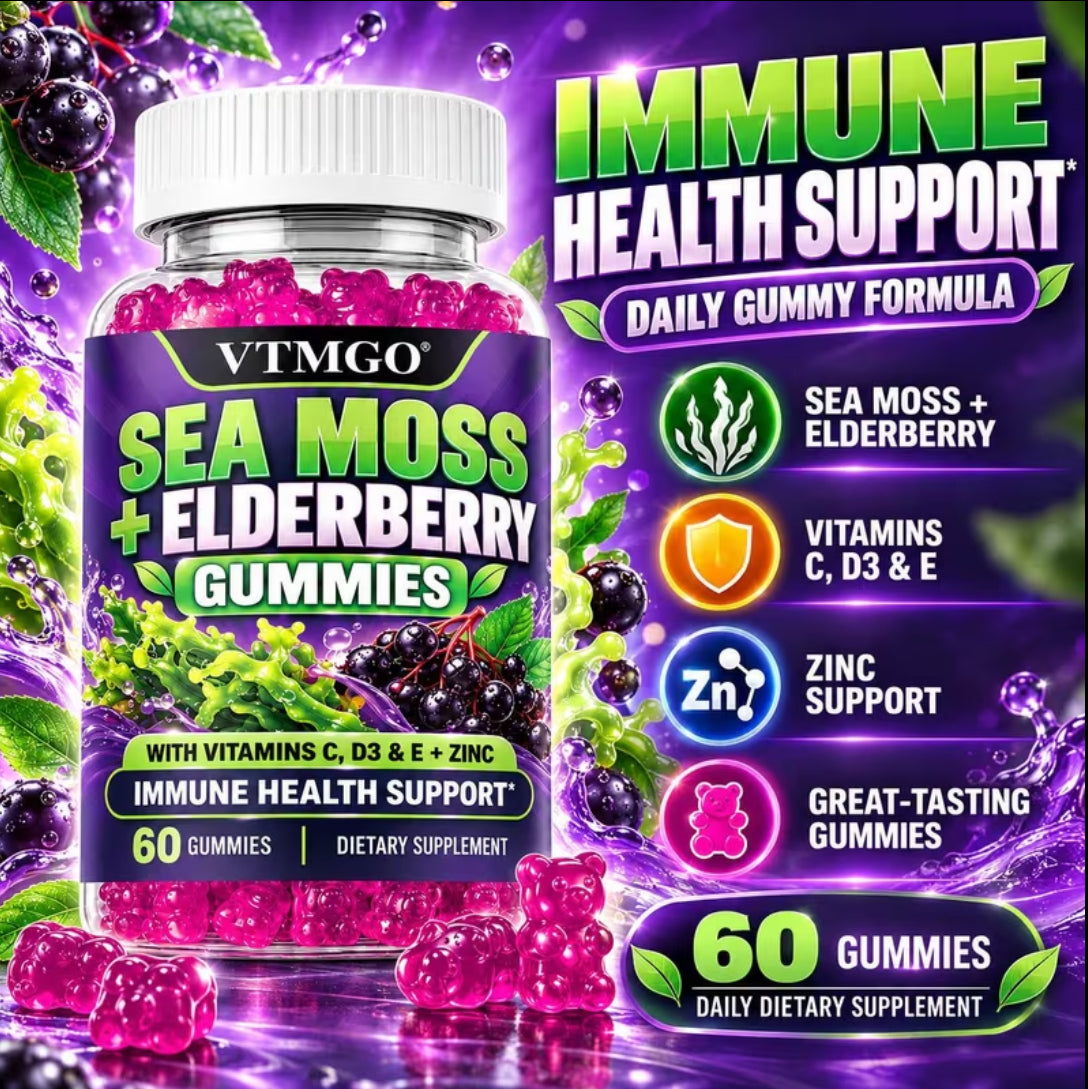 2 Bottles Sea Moss And Elderberry Gummies