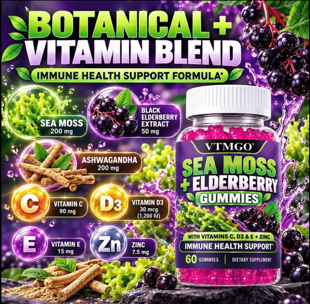 2 Bottles Sea Moss And Elderberry Gummies