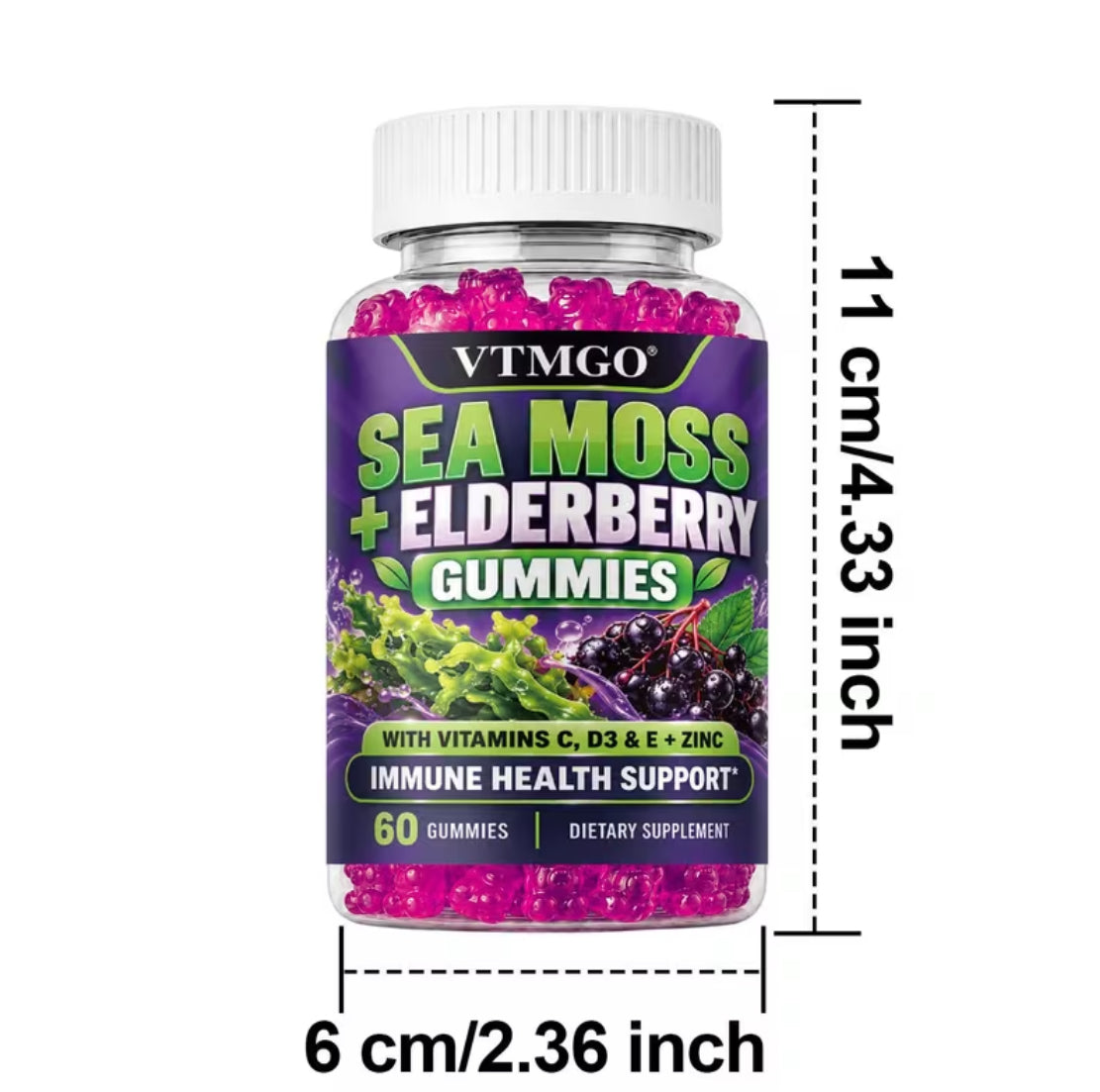 2 Bottles Sea Moss And Elderberry Gummies