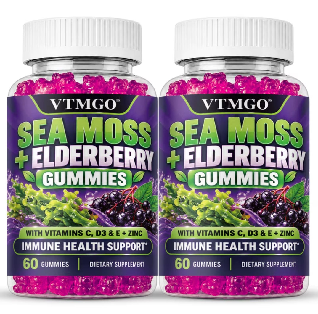 2 Bottles Sea Moss And Elderberry Gummies