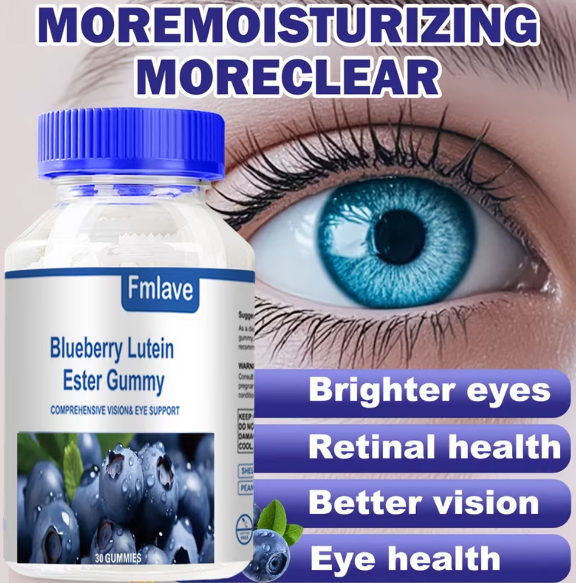 Lutein 30 Day Supply-Blueberry Lutein Eye Vitamins Gummies