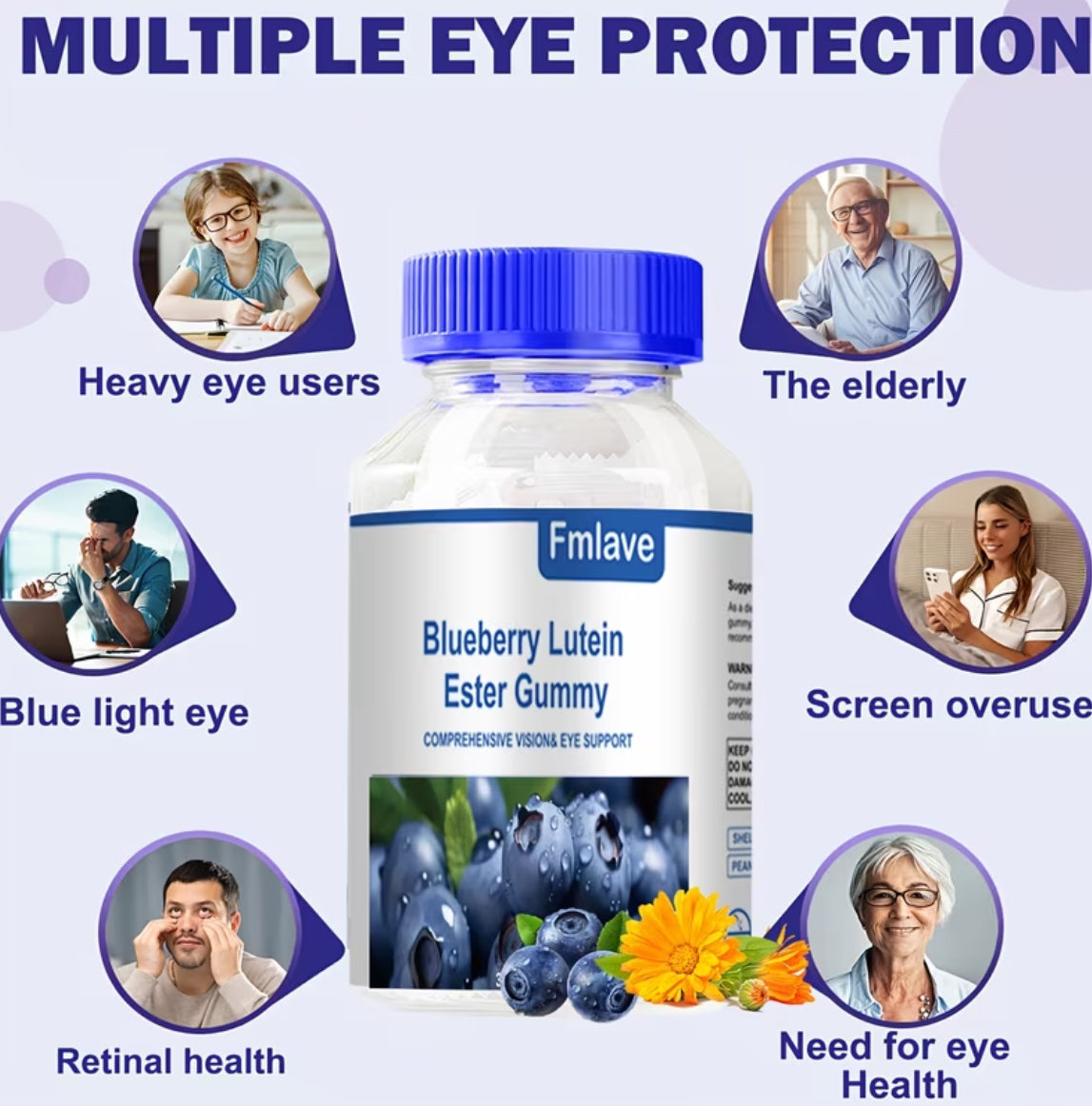 Lutein 30 Day Supply-Blueberry Lutein Eye Vitamins Gummies