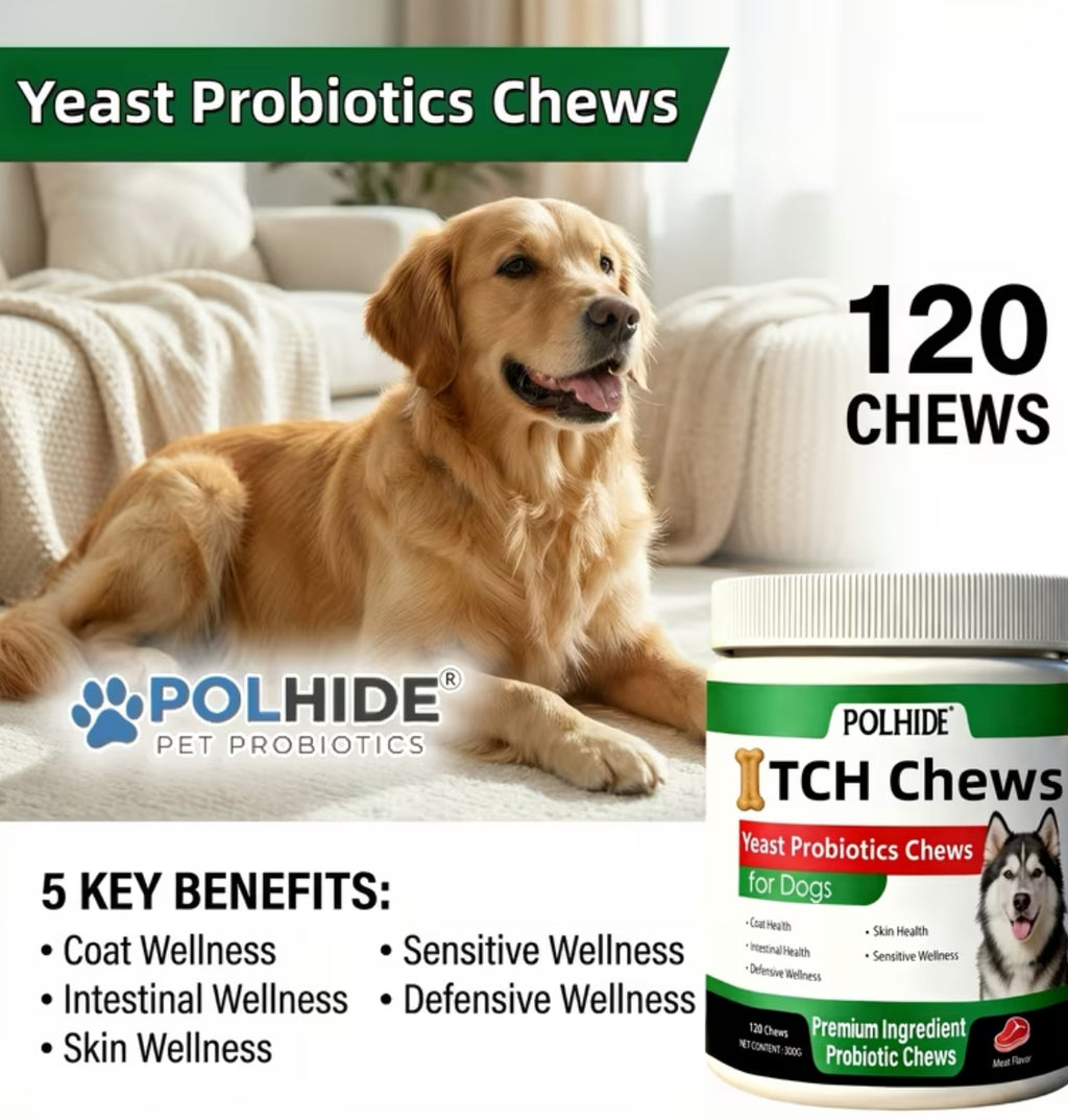 Heart-Shaped, 120 Grains Yeast Soft Probiotic Chews for Dogs