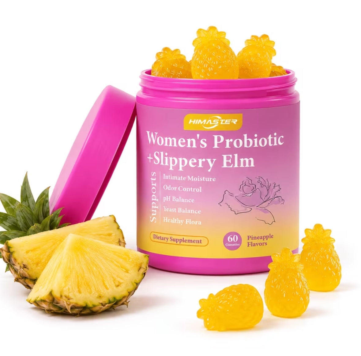 HIMASTER Probiotic Gummies for Women with Slippery Elm & Prebiotics