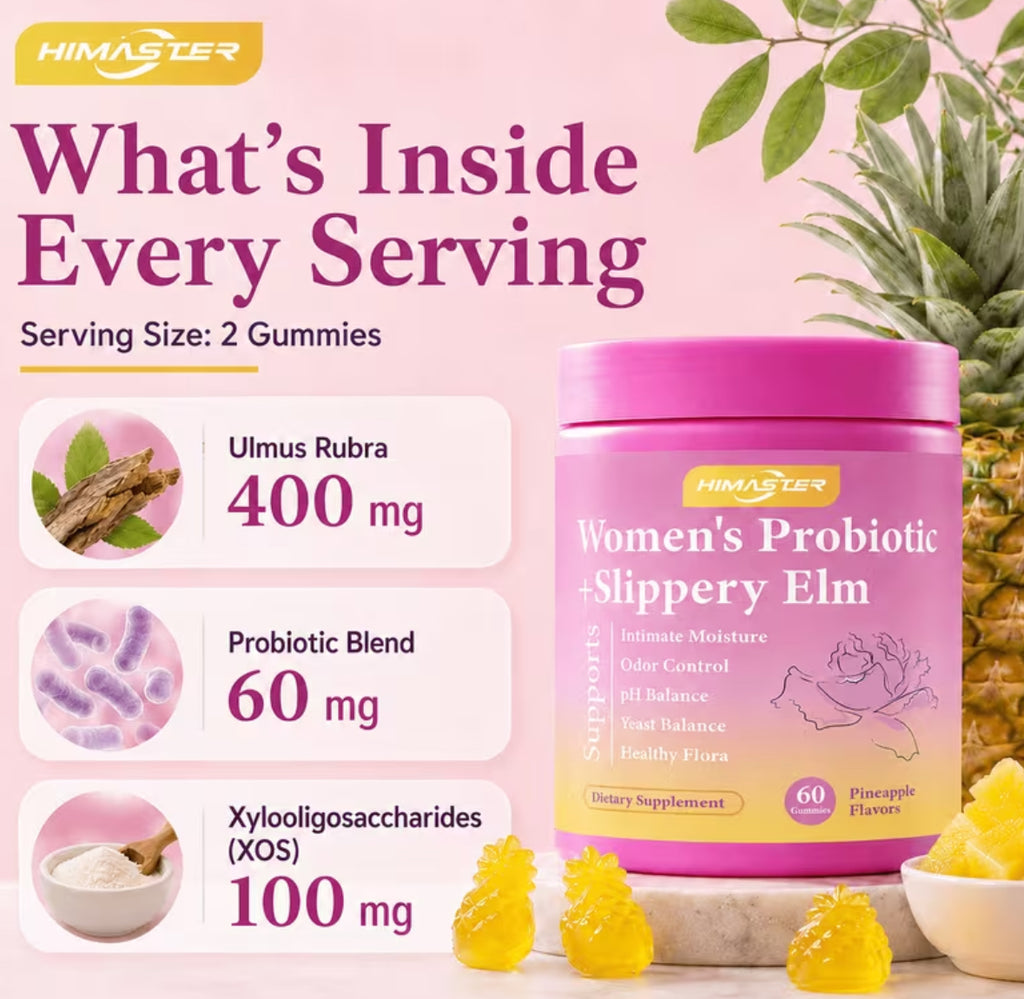 HIMASTER Probiotic Gummies for Women with Slippery Elm & Prebiotics
