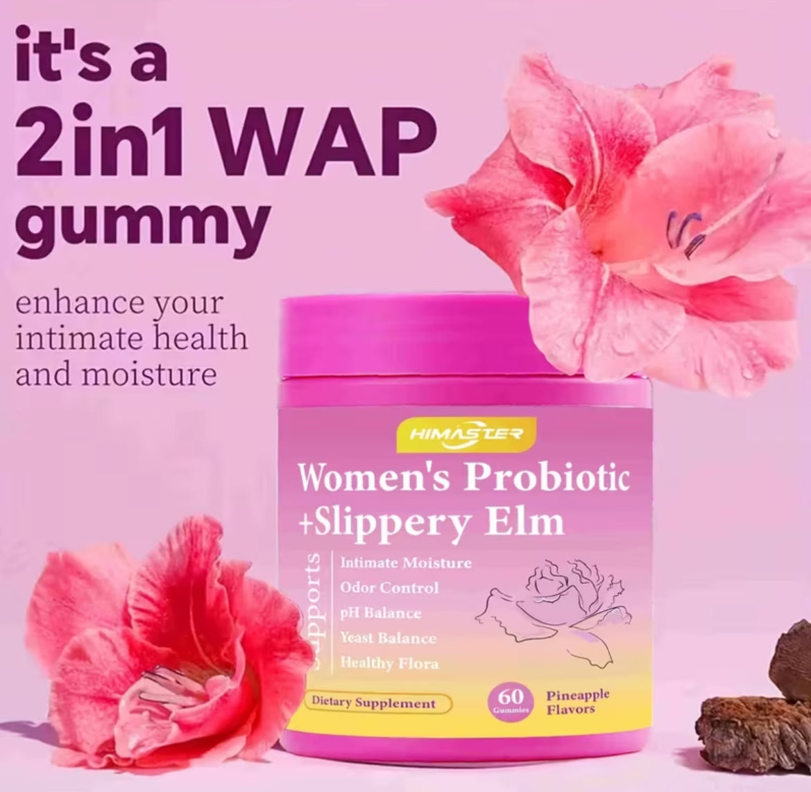 HIMASTER Probiotic Gummies for Women with Slippery Elm & Prebiotics