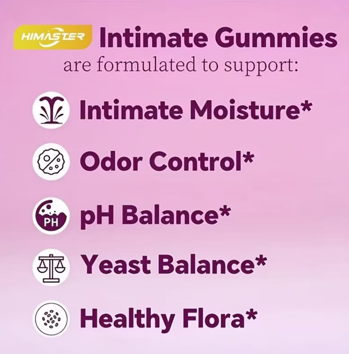 HIMASTER Probiotic Gummies for Women with Slippery Elm & Prebiotics