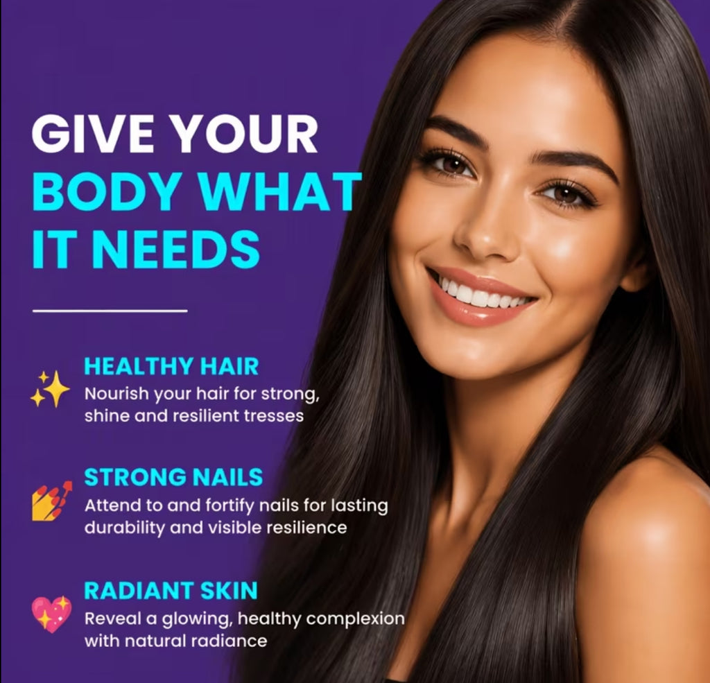 Biotin Hair Vitamins with Collagen, Saw Palmetto, MSM & Pumpkin Seed - Hair, Skin & Nails Supplement for Women & Men - 60 Veggie Capsules, Easy Absorption