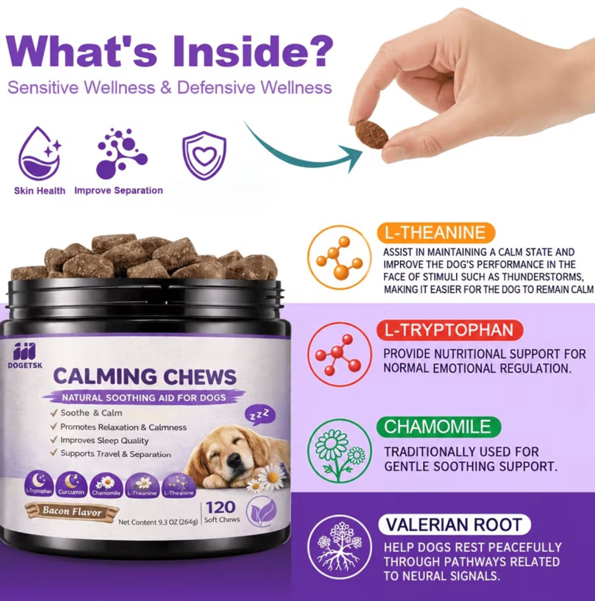 Dogetsk Natural Calming Soft Chews for Dogs