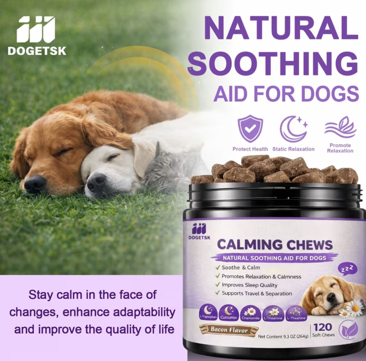 Dogetsk Natural Calming Soft Chews for Dogs
