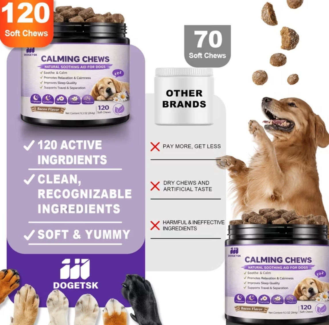 Dogetsk Natural Calming Soft Chews for Dogs