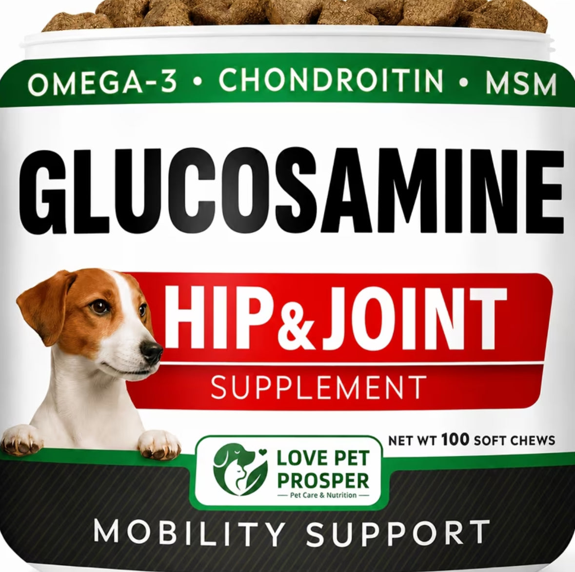 Glucosamine, Chondroitin & MSM Hip Joint Supplement Chewable Tablets for Dogs & Cats